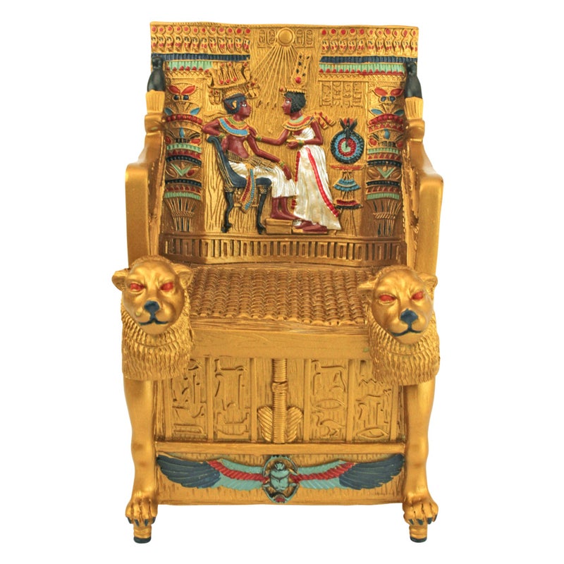 Design Toscano QL14557 Egyptian DÃ©cor Trinket Box - King Tut's Golden Throne Jewelry Box - Egyptian Statues,Full Color - Image 2